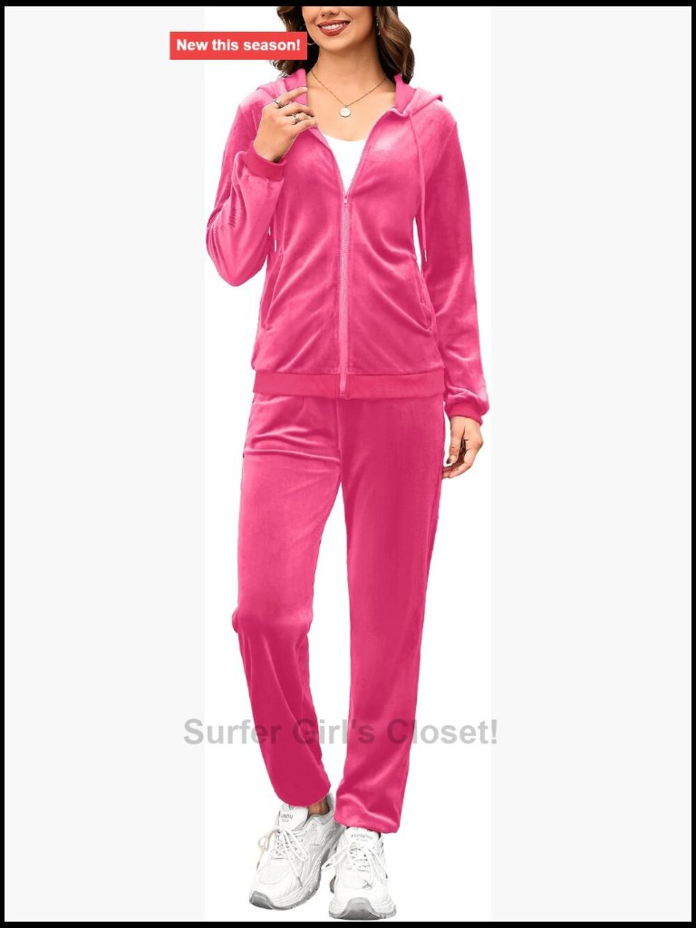Velour 2 Piece Sweatsuit Set Long Sleeve Zip Up Hoodie Jogging Suit